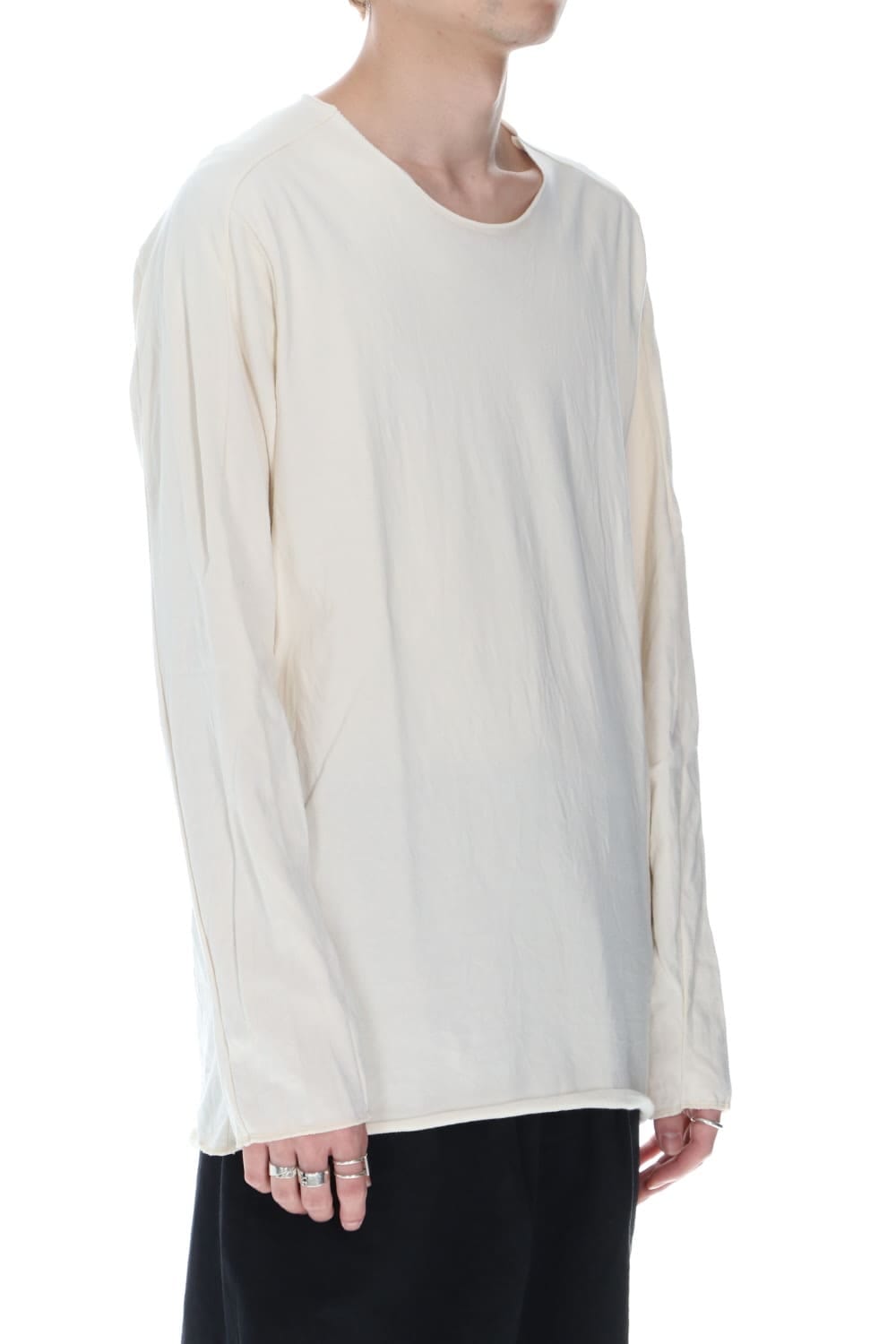 Micro Pile Cotton Long Sleeve T-Shirts Beige