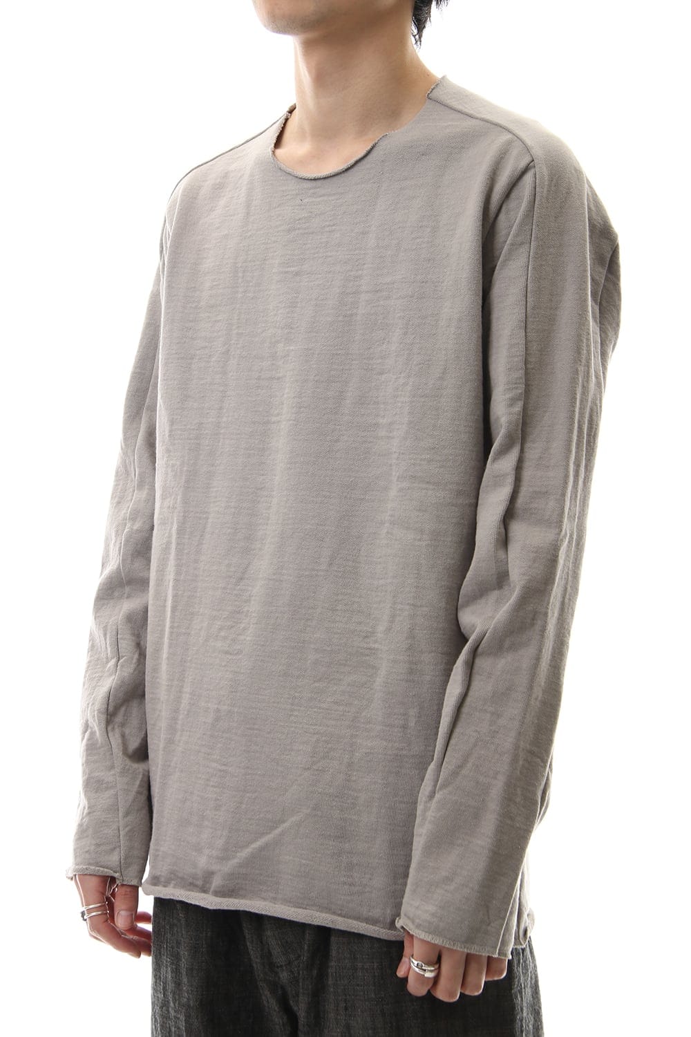 Cotton Crew Neck L/S T-Shirts L.Gray