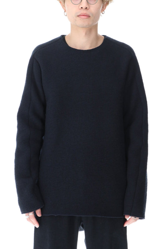 Heavy Wool Fleece Crew Neck Navy
