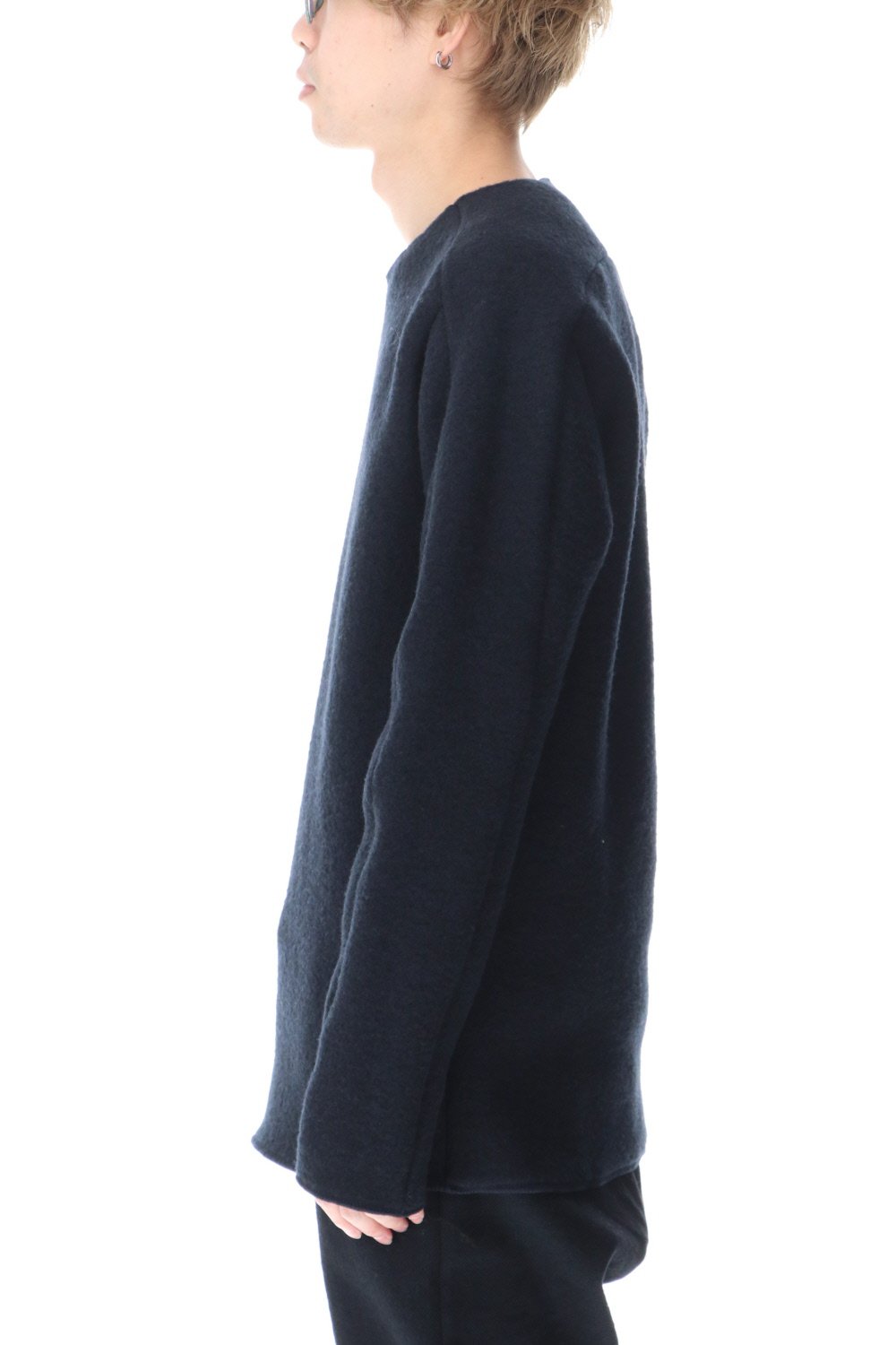 Heavy Wool Fleece Crew Neck Navy