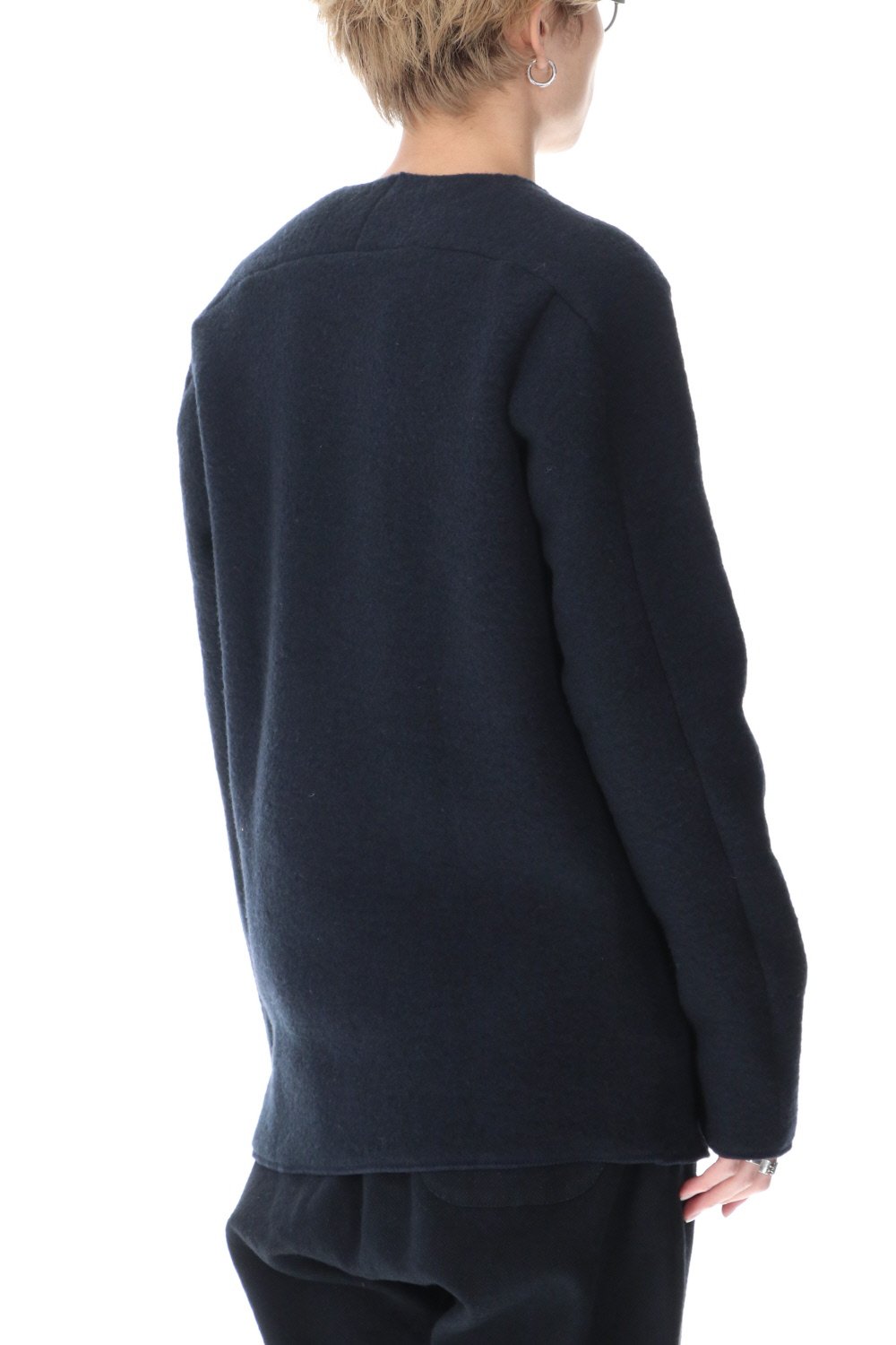 Heavy Wool Fleece Crew Neck Navy