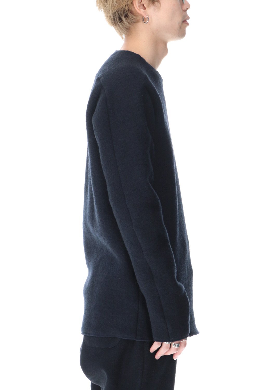 Heavy Wool Fleece Crew Neck Navy