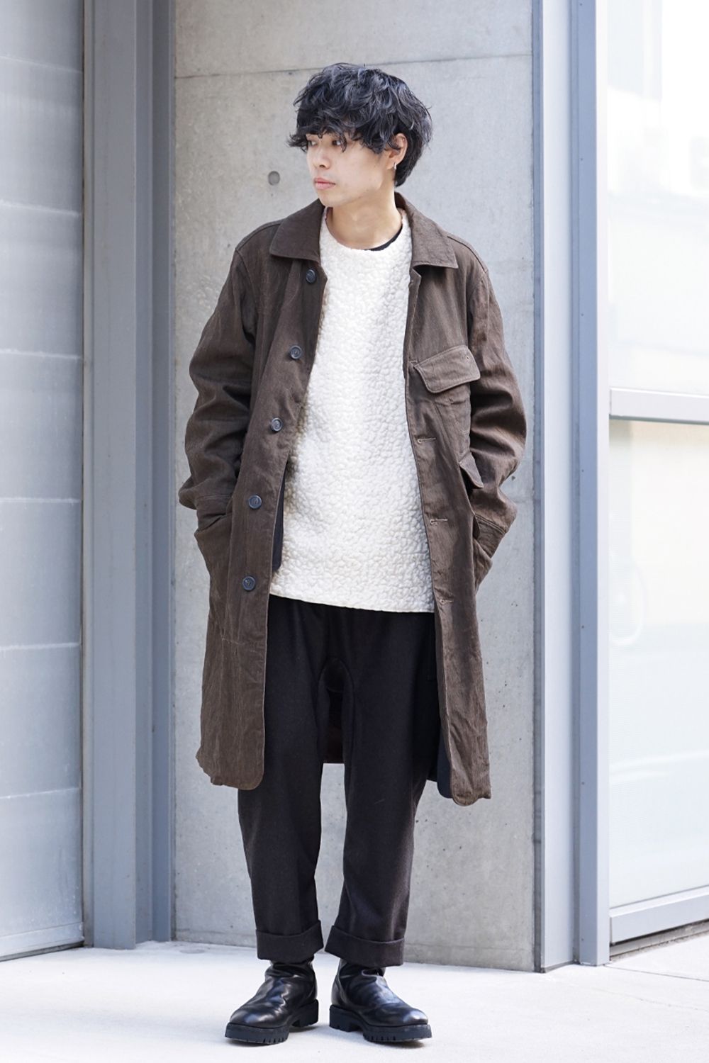 Mixed Boa Crew Neck Knit