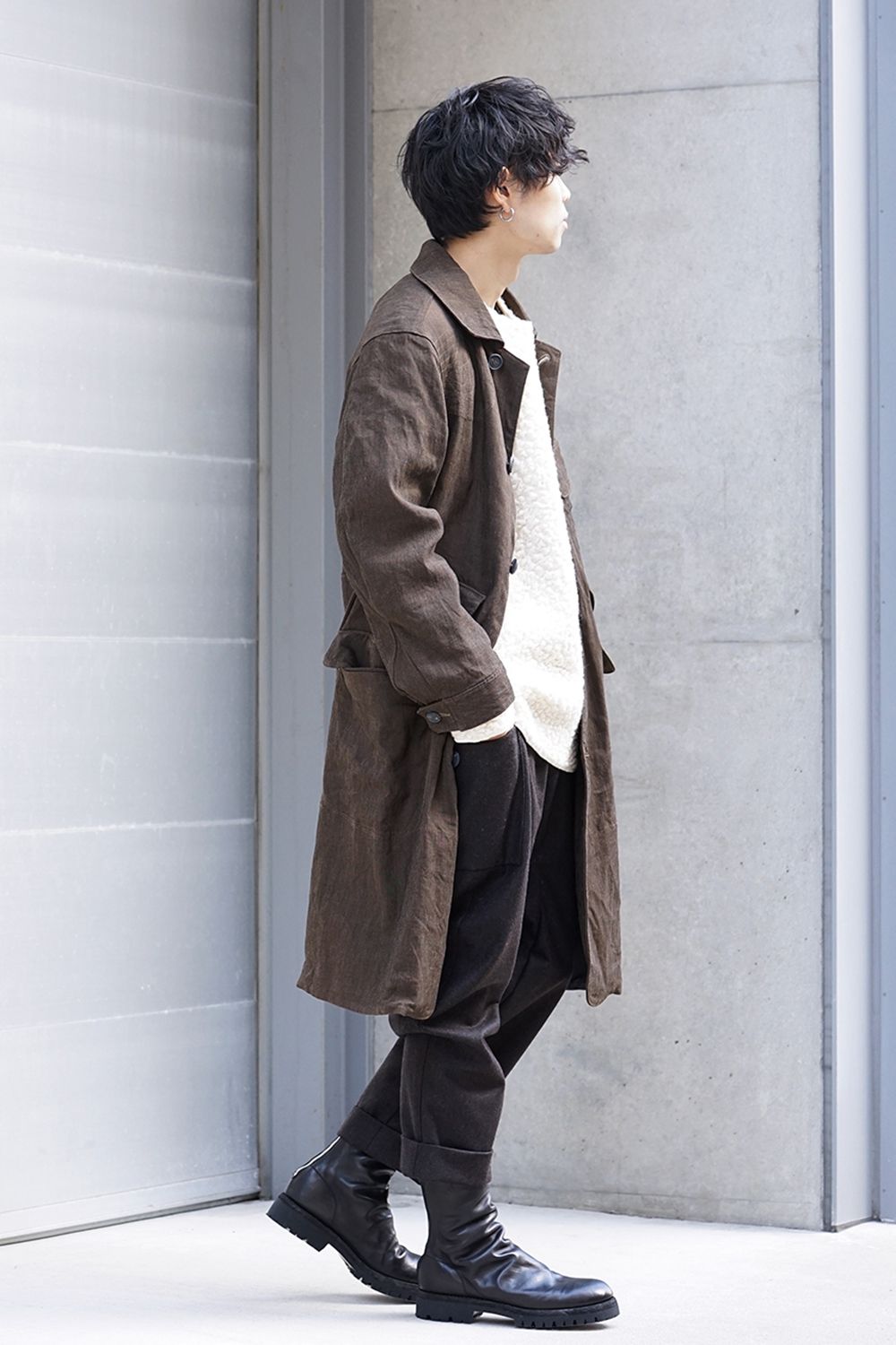 Mixed Boa Crew Neck Knit