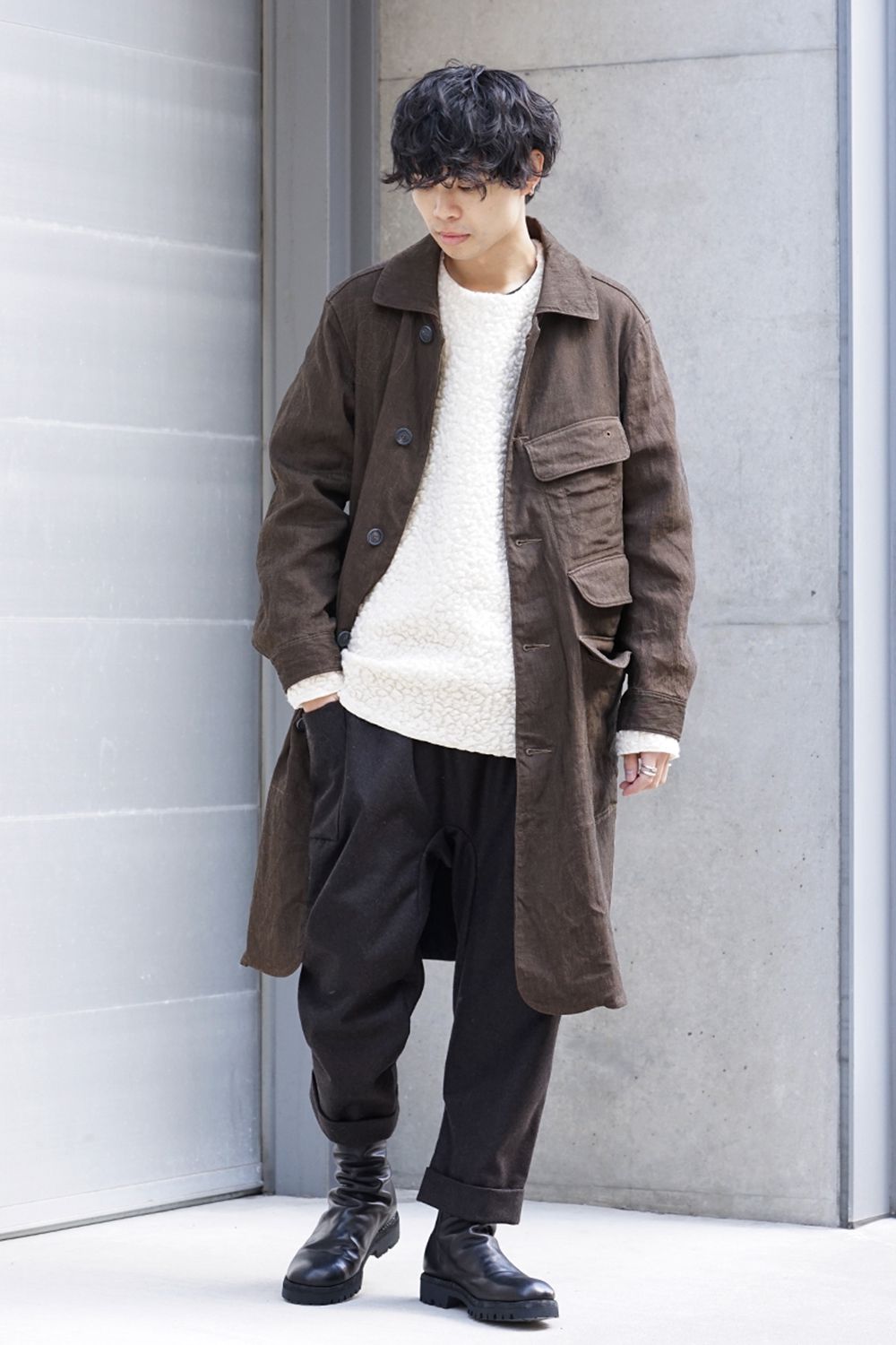 Mixed Boa Crew Neck Knit