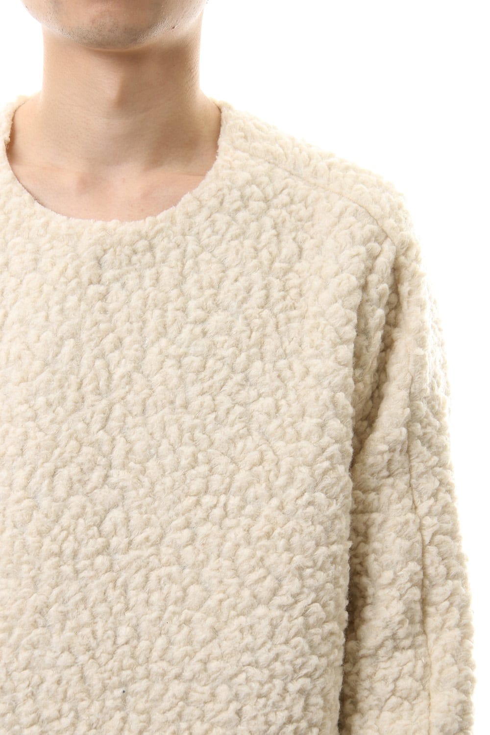 Mixed Boa Crew Neck Knit