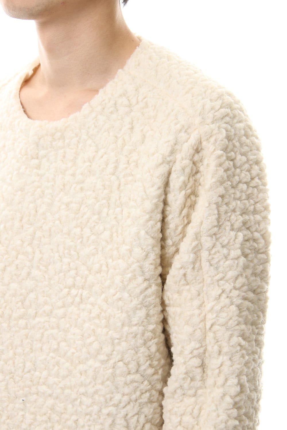 Mixed Boa Crew Neck Knit