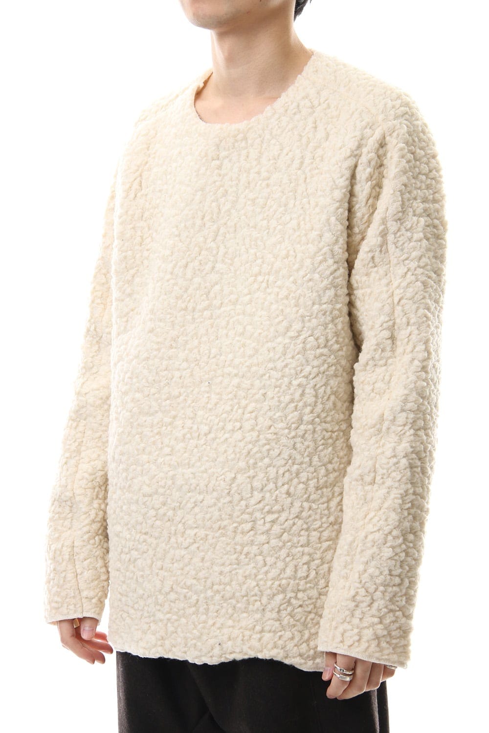 Mixed Boa Crew Neck Knit