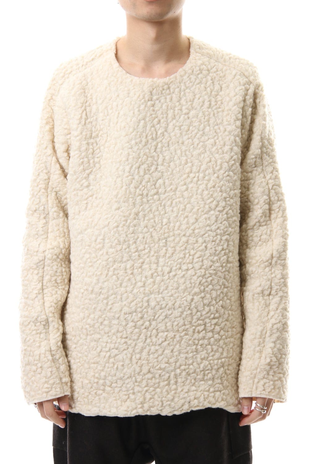 Mixed Boa Crew Neck Knit