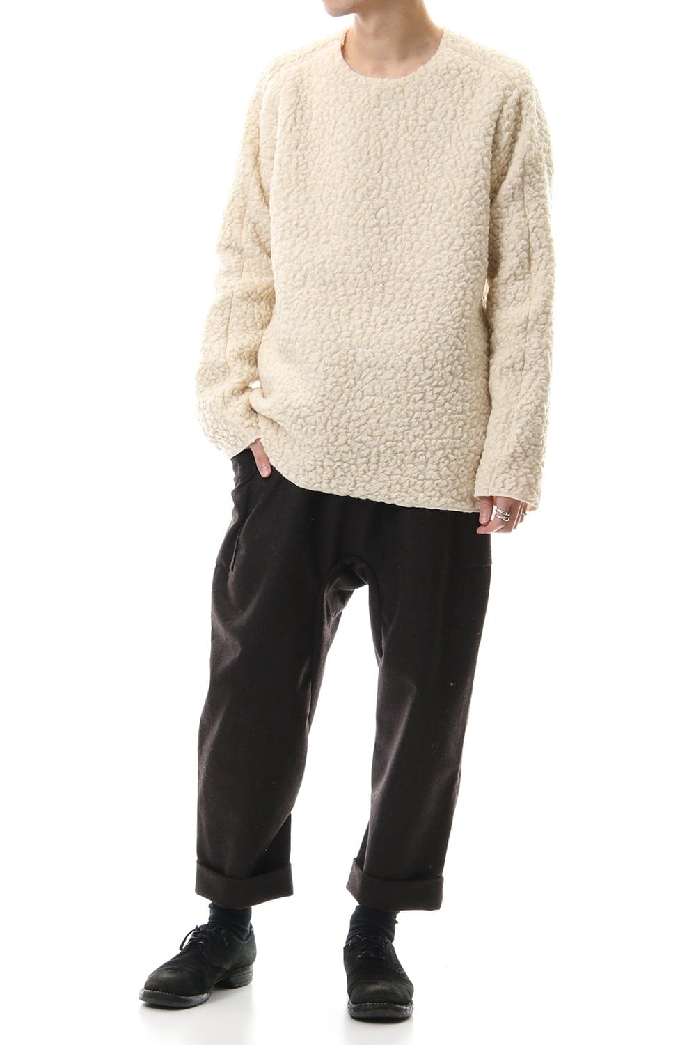 Mixed Boa Crew Neck Knit