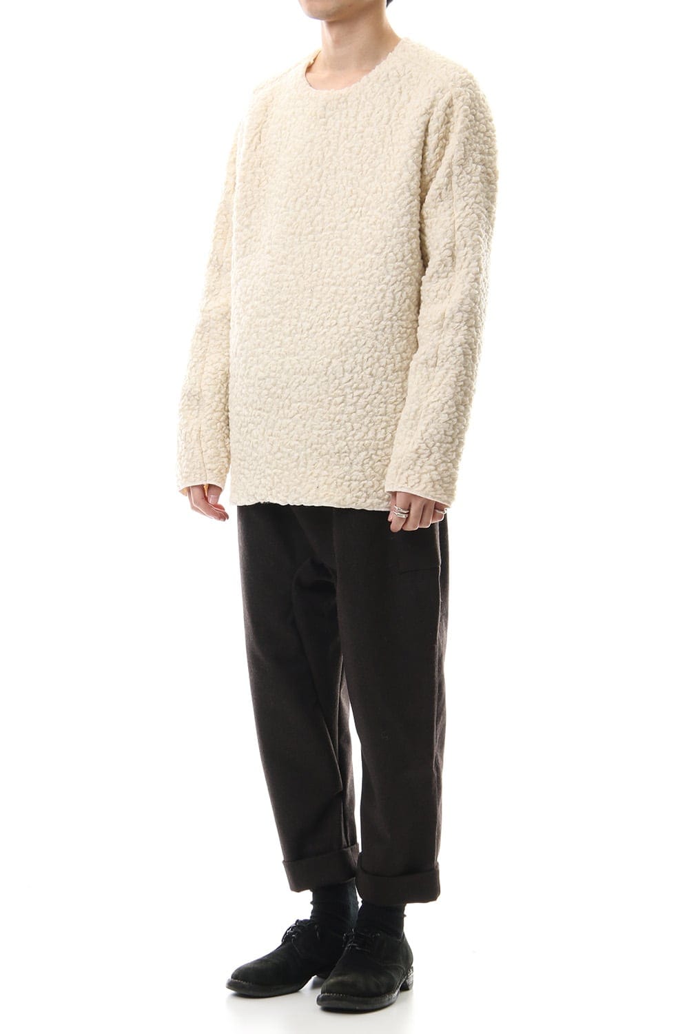 Mixed Boa Crew Neck Knit