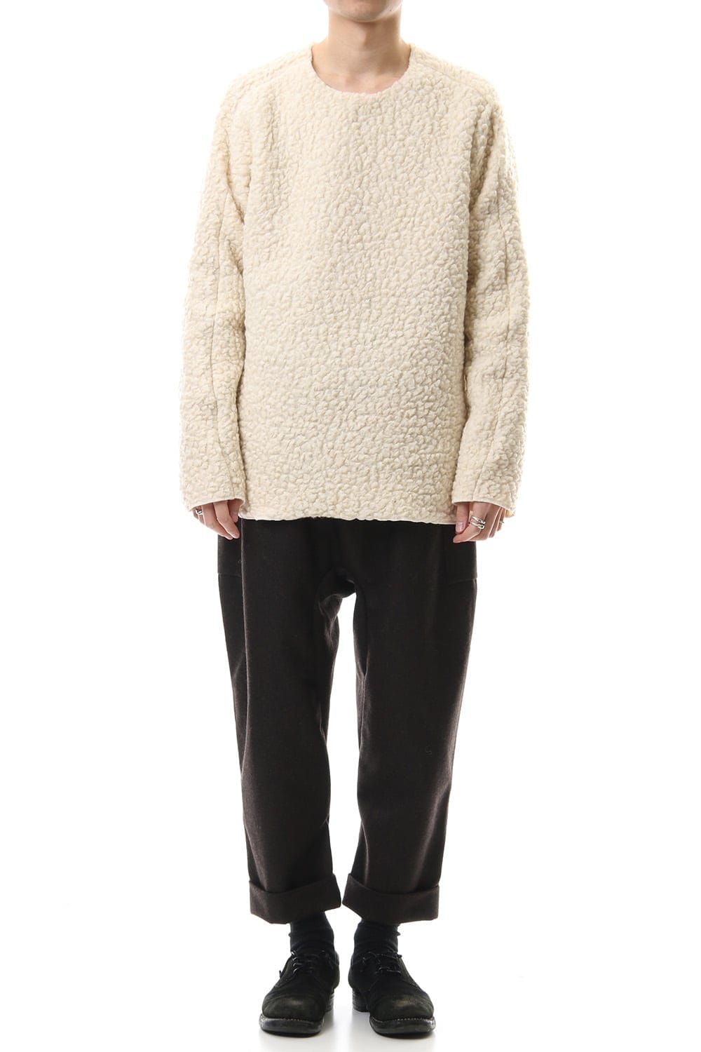 Mixed Boa Crew Neck Knit