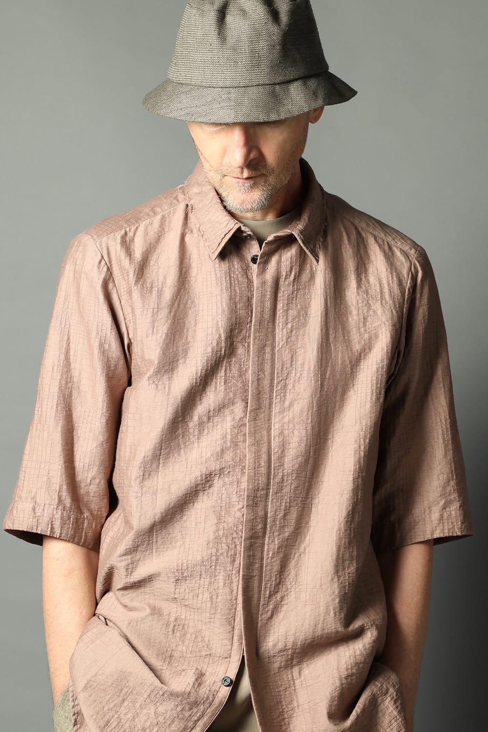 Short sleeve shirt Shadow jacquard  Pink Gray