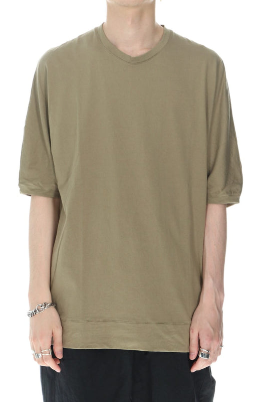Sea Island Cotton Jersey Half Dolman Sleeve T-shirts Olive Kahki