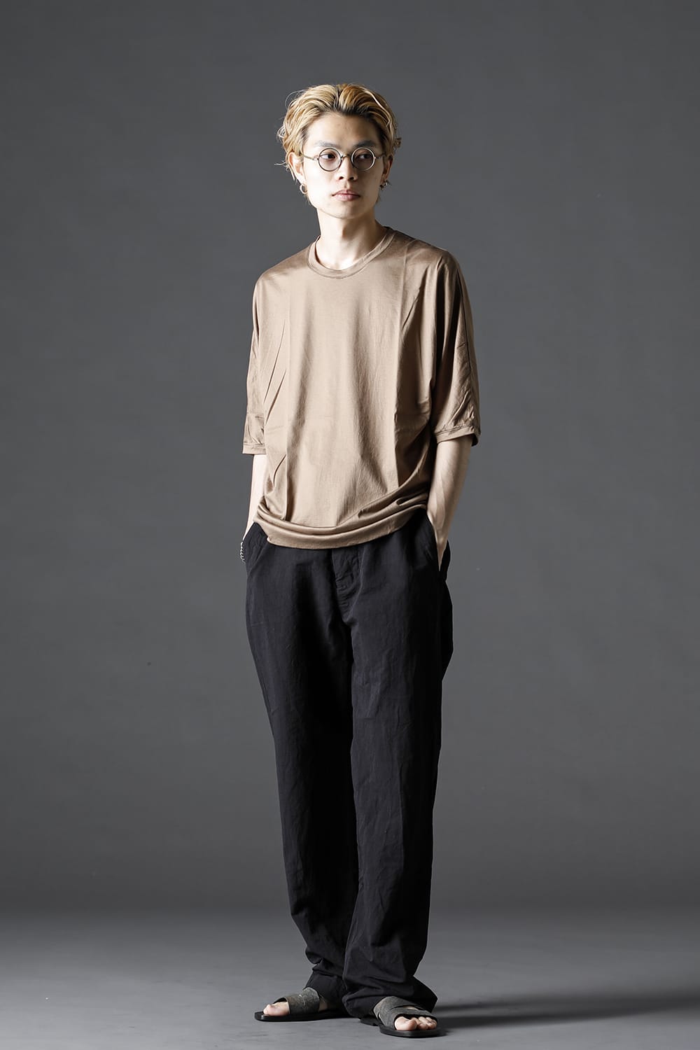 GIZA Cotton Jersey Half Dolman Sleeve T-shirts D.Beige