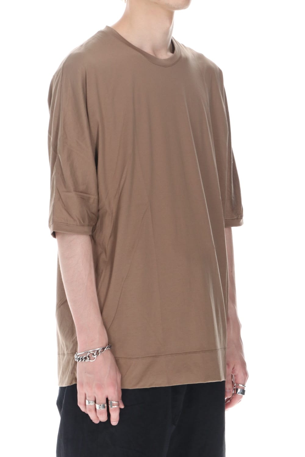 GIZA Cotton Jersey Half Dolman Sleeve T-shirts D.Beige