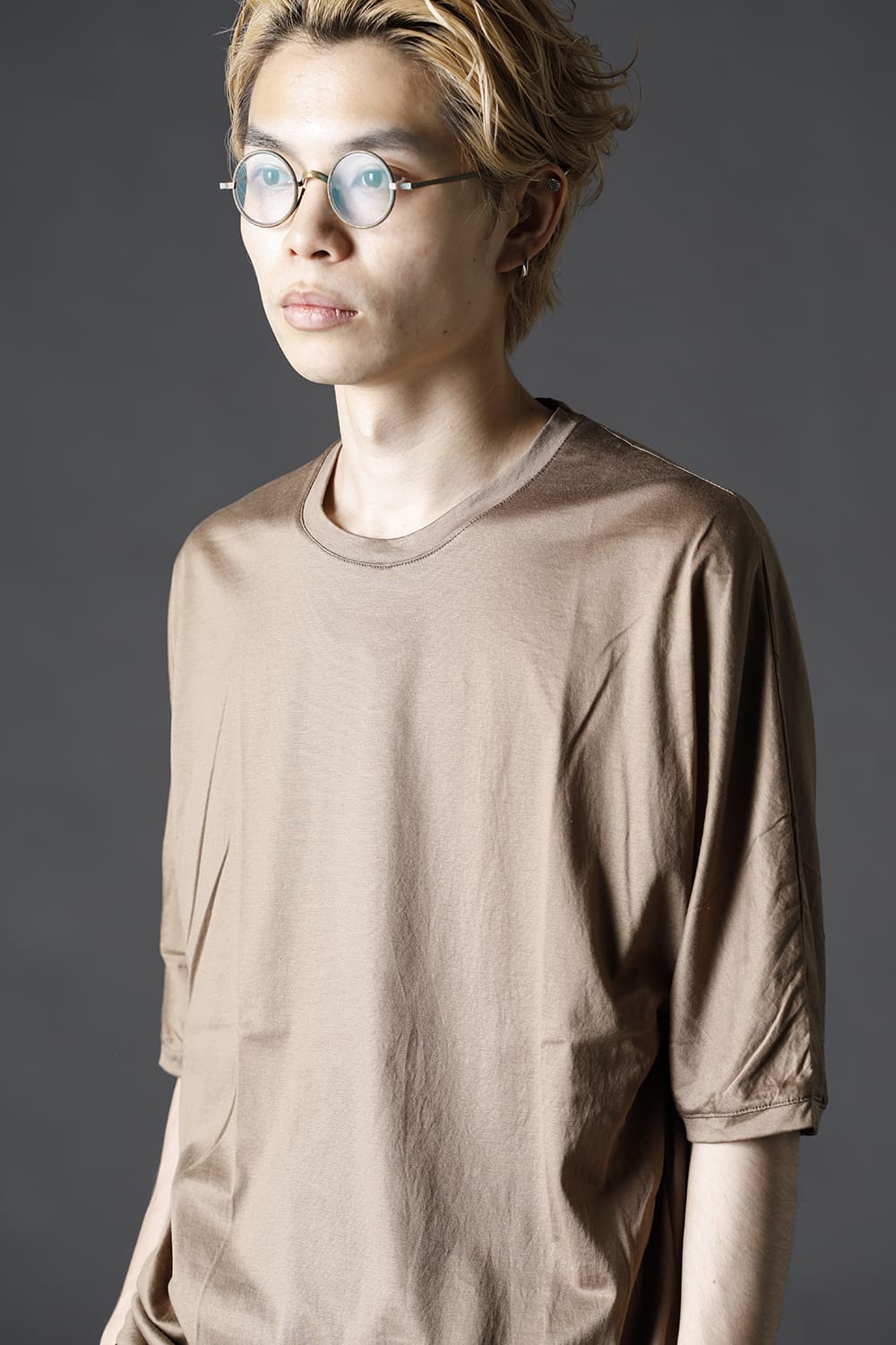 GIZA Cotton Jersey Half Dolman Sleeve T-shirts D.Beige