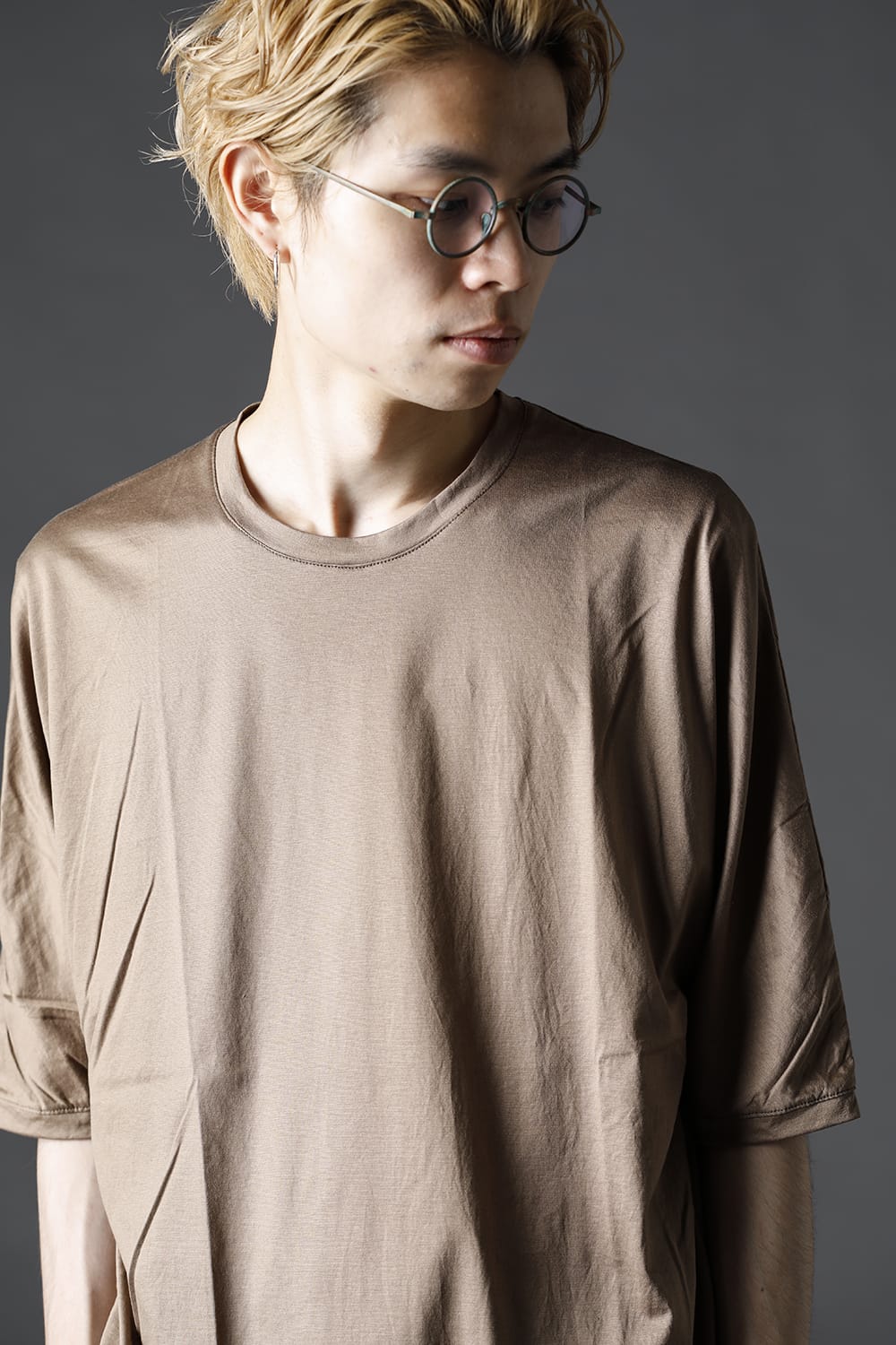 GIZA Cotton Jersey Half Dolman Sleeve T-shirts D.Beige