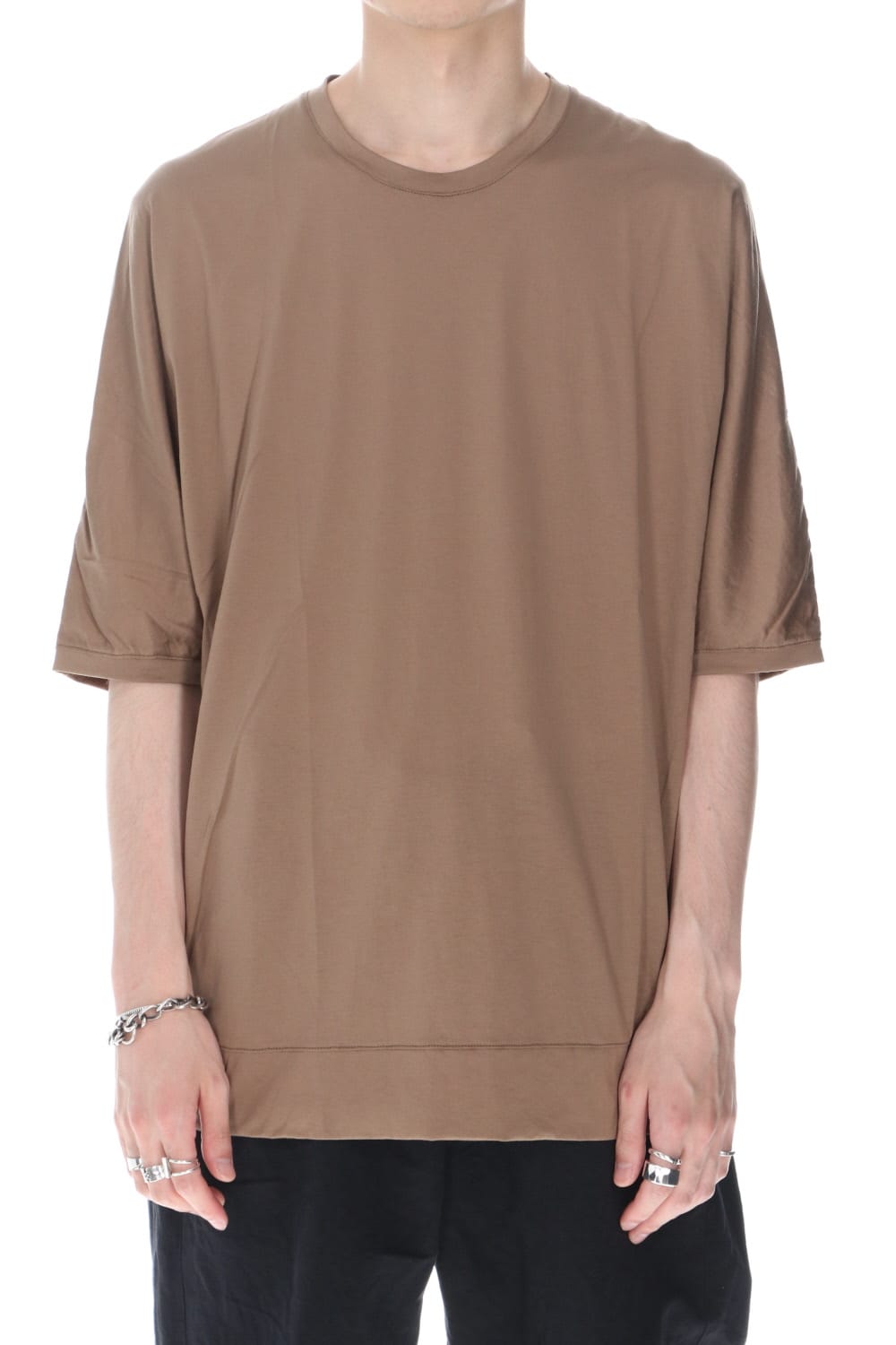 GIZA Cotton Jersey Half Dolman Sleeve T-shirts D.Beige
