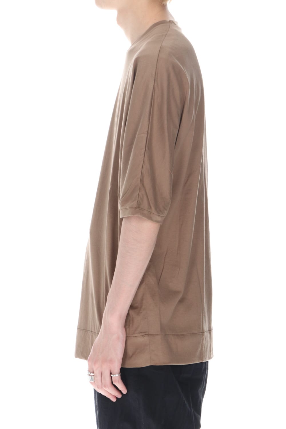 GIZA Cotton Jersey Half Dolman Sleeve T-shirts D.Beige