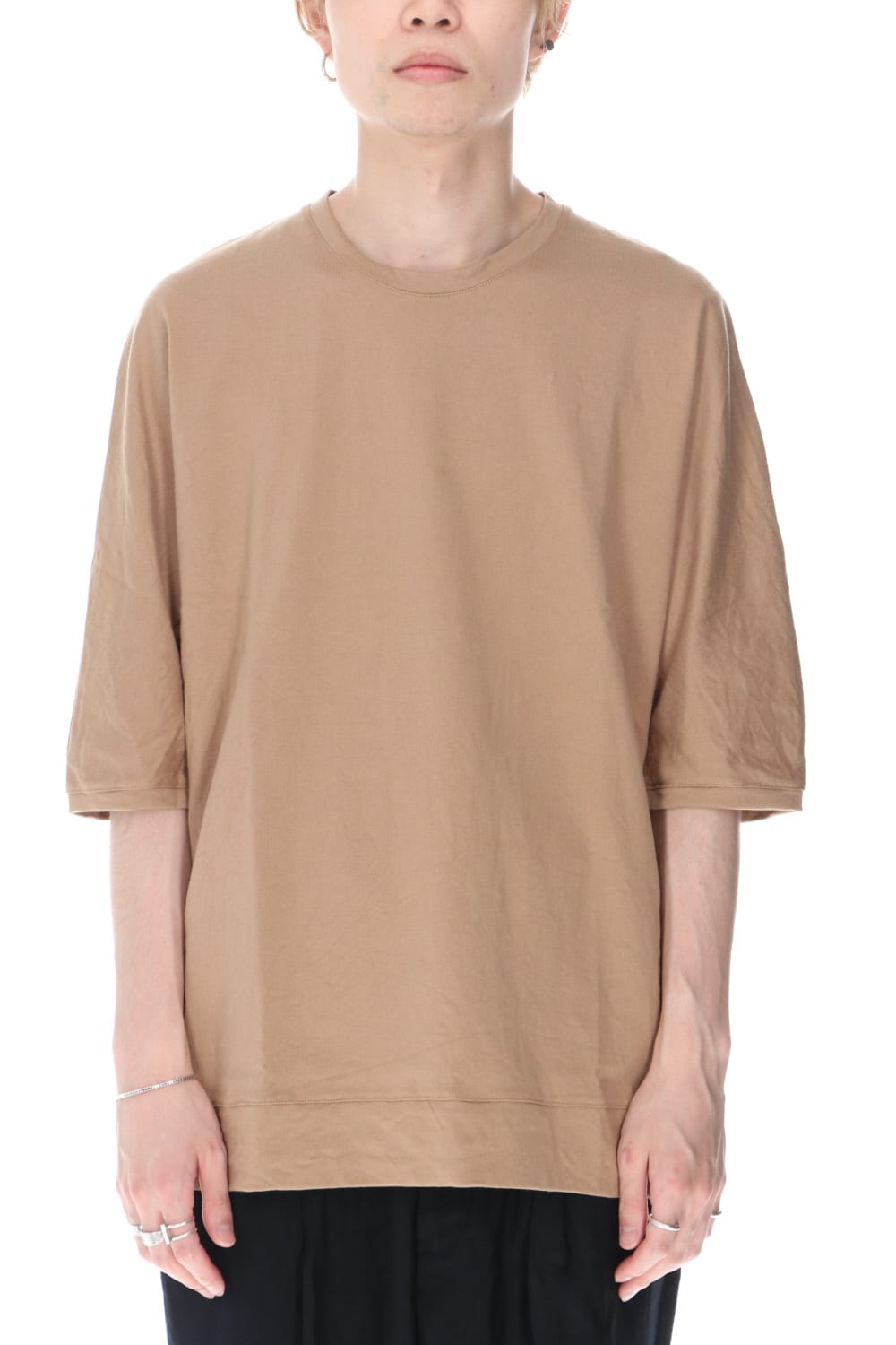 GIZA Cotton Jersey Half Dolman Sleeve T-shirts Kahki / Beige