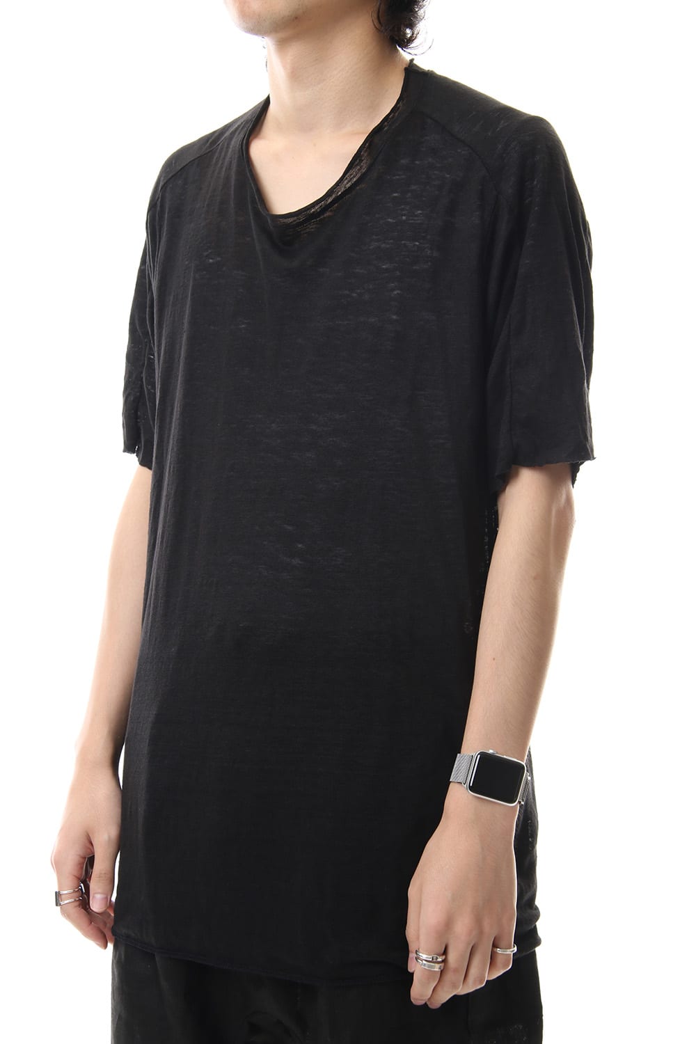 リネンジャージーTシャツ ブラック