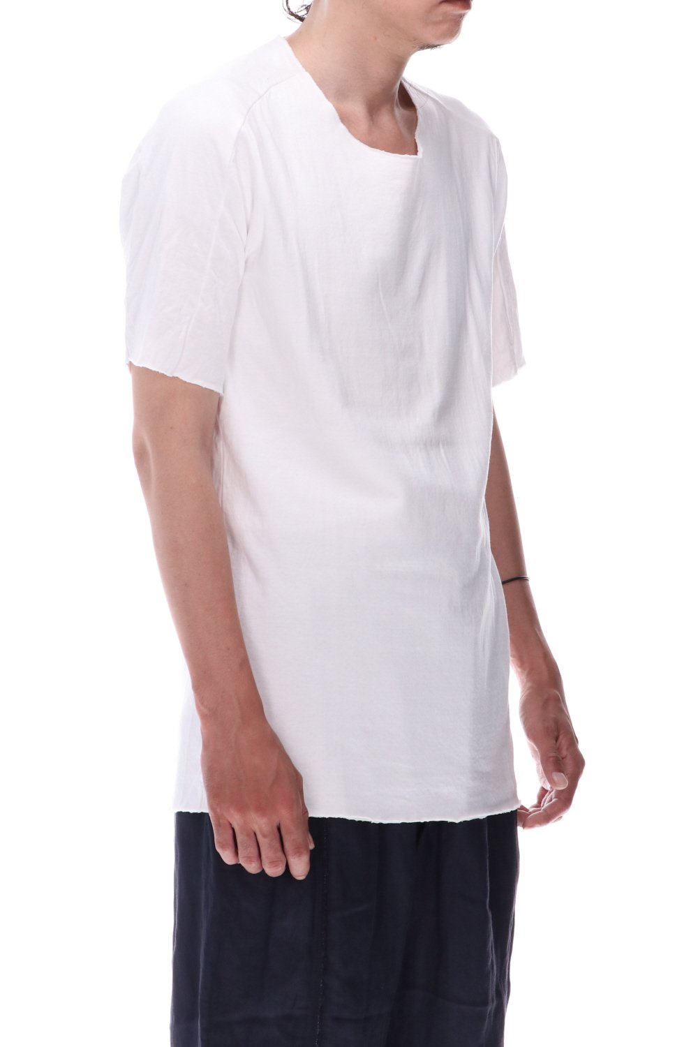 Dual-Layered Fabric Cotton T-Shirts White
