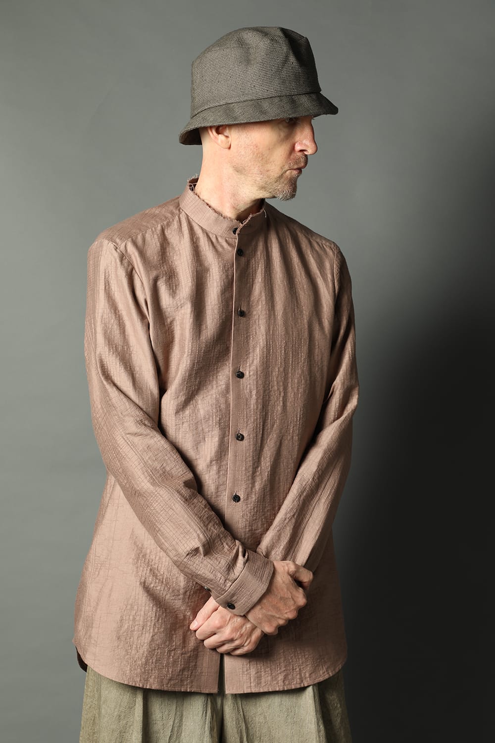 Shirt cotton / nylon Shadow jacquard  Pink Gray