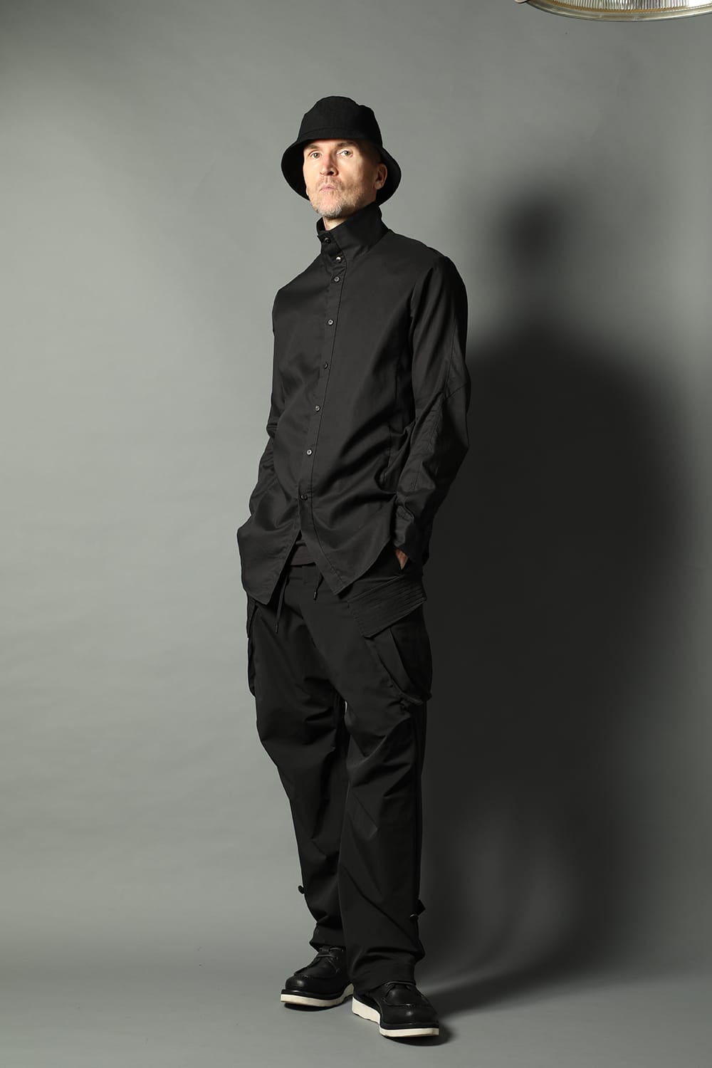 Hight neck shirt 200/2 cotton double weave  Black