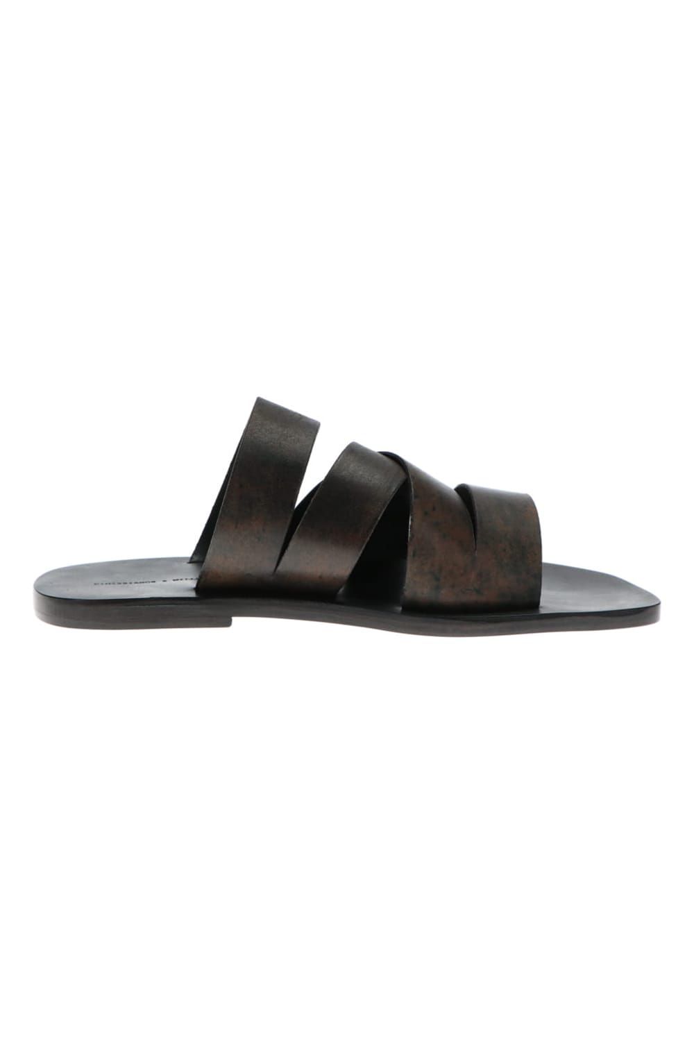 Tessera Louria Sandals Horse Culatta Leather Black × Brown