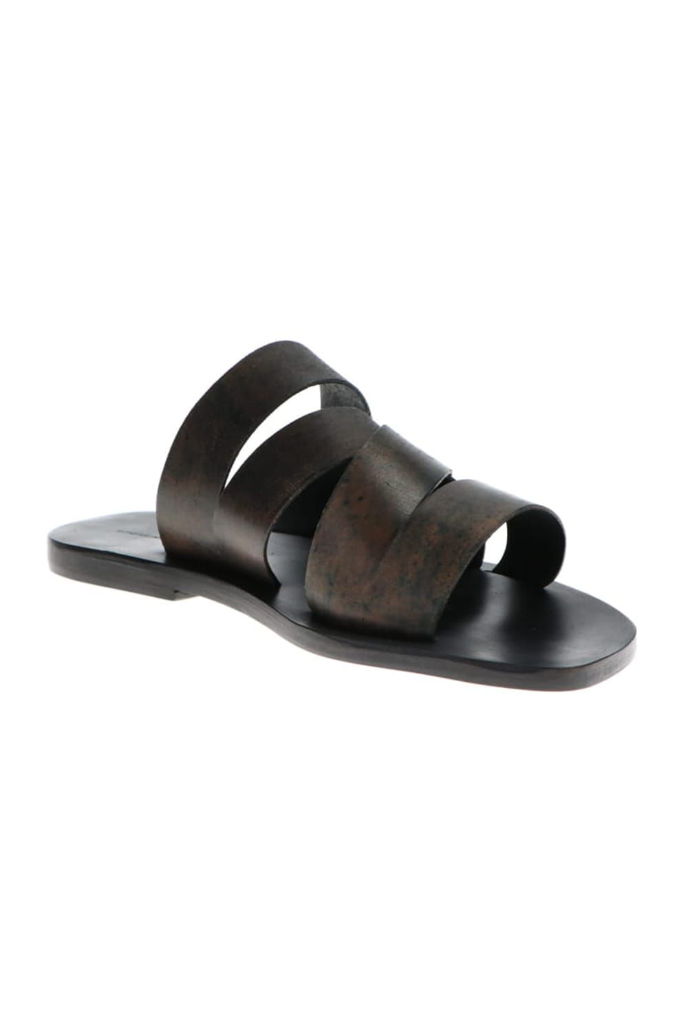 Tessera Louria Sandals Horse Culatta Leather Black × Brown