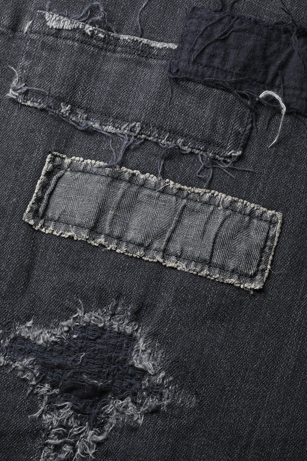 Damaged Repair Curve Tapered Drop Crotch Denim Pants