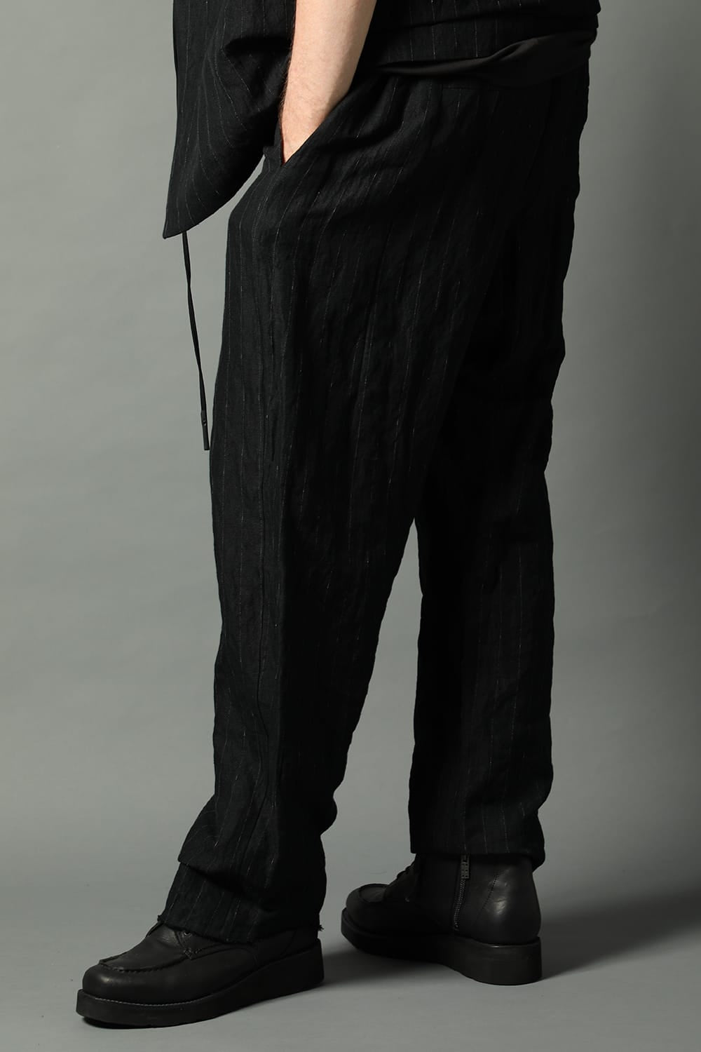 Relaxe pants cotton linen metal shrink