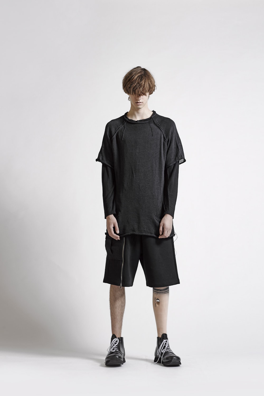 Hem Pocket Short Sleeve Knit Black