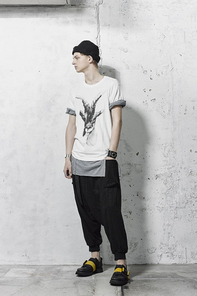 Saruel pants with belt Black Stripe