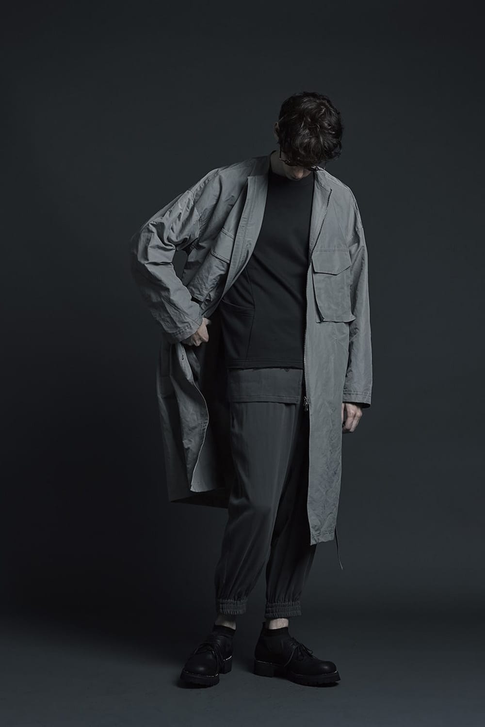 Hard twist Double weave Cuff pants Gray