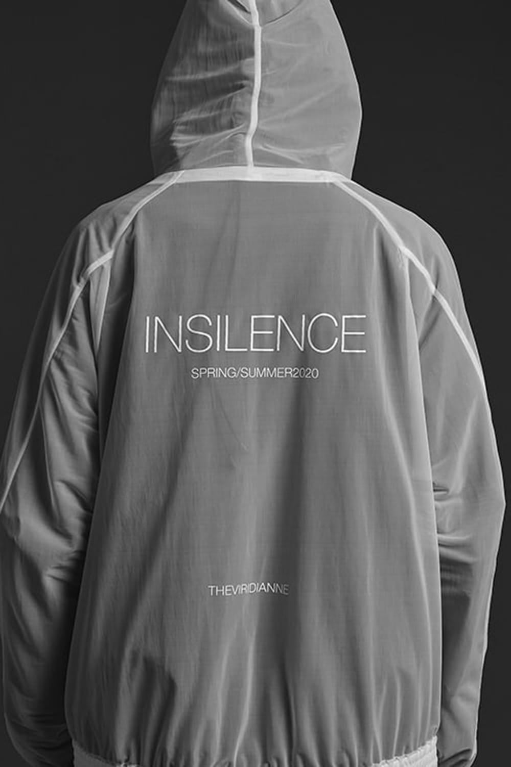 See throug Back print Hooded blouson White