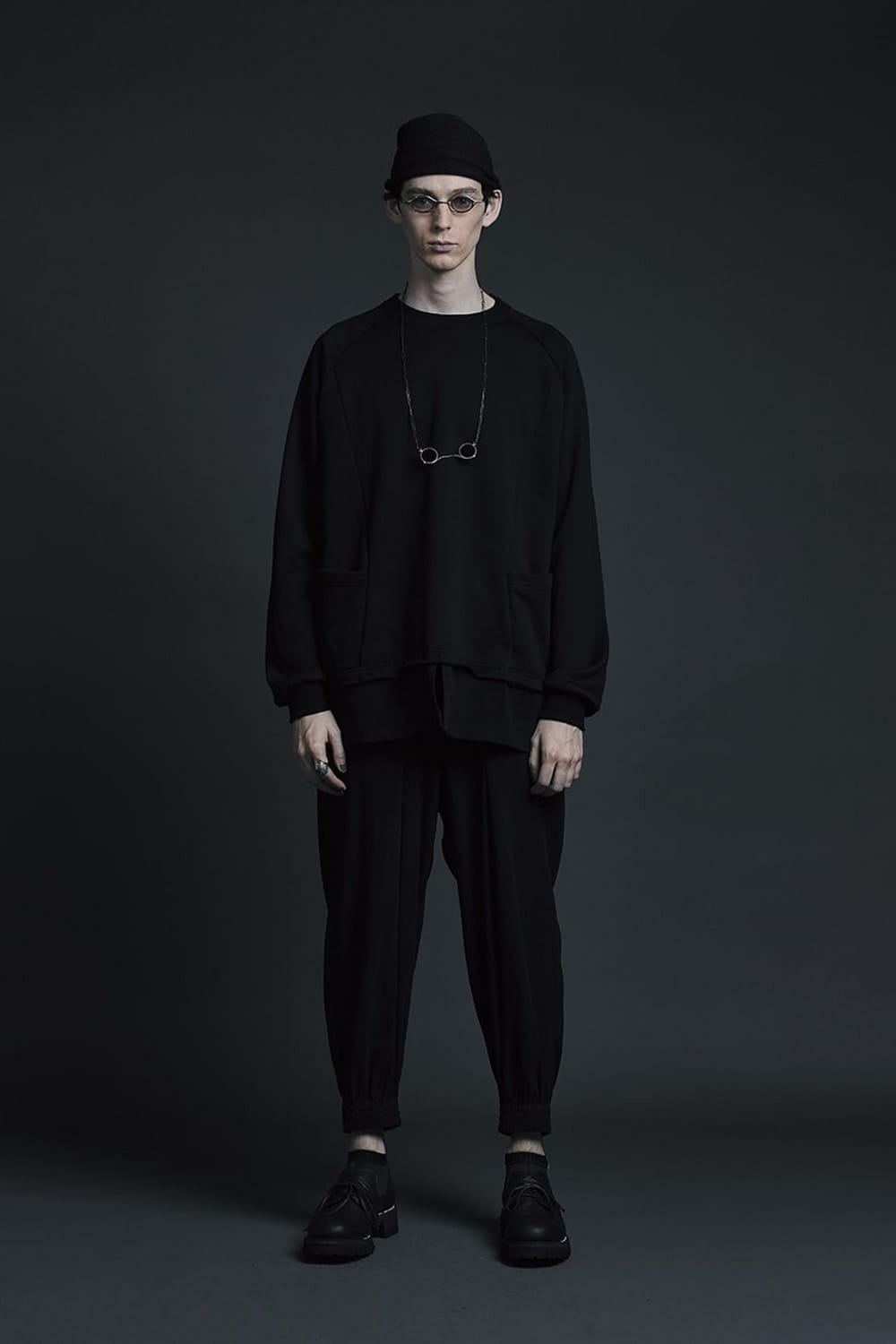 Hard twist Double weave Cuff pants Black