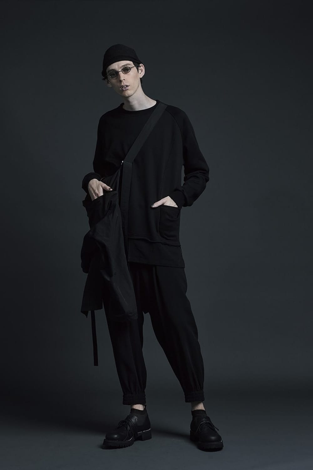 Hard twist Double weave Cuff pants Black