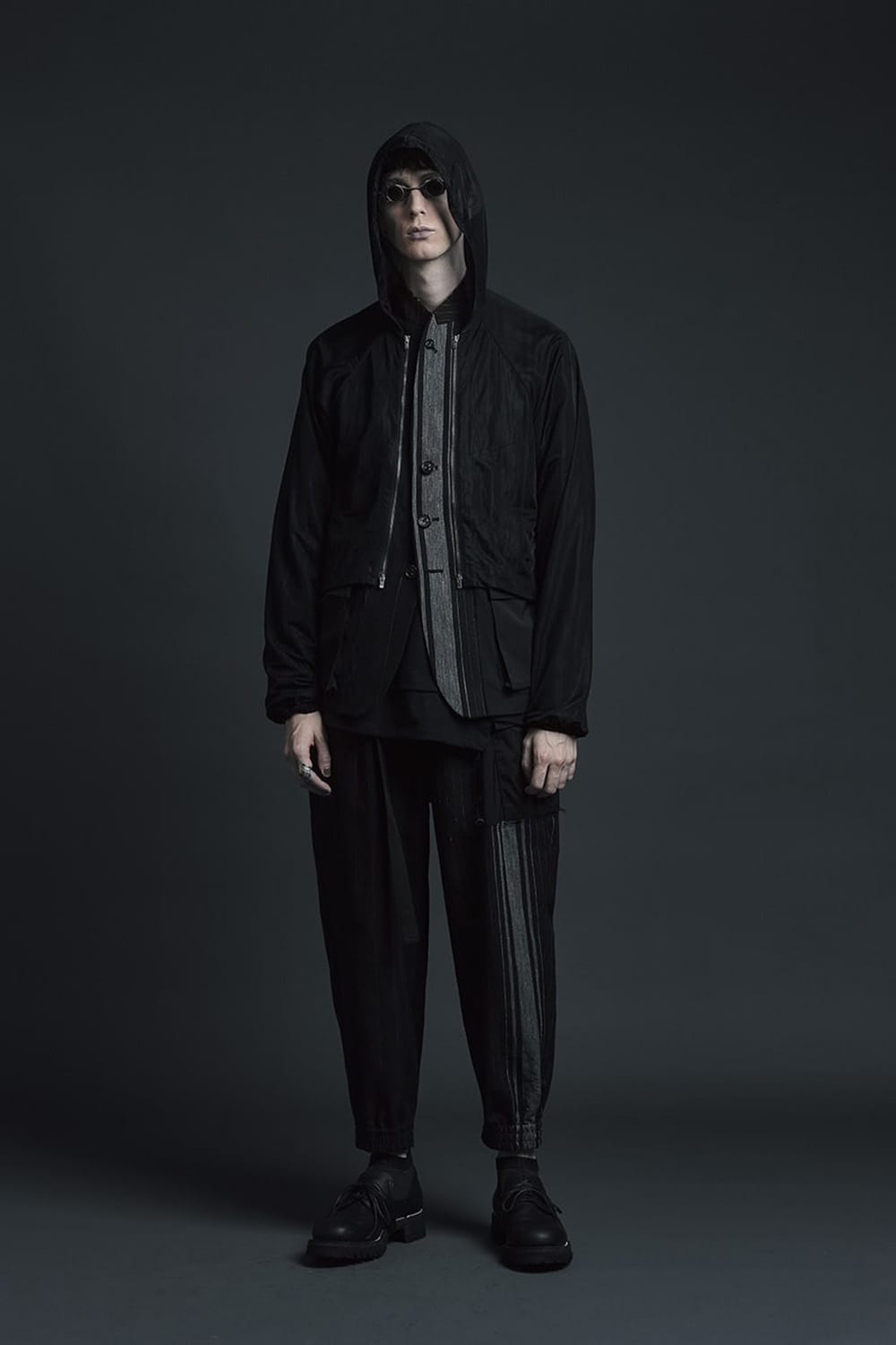 Random stripe & See through Smooth Layered jacket