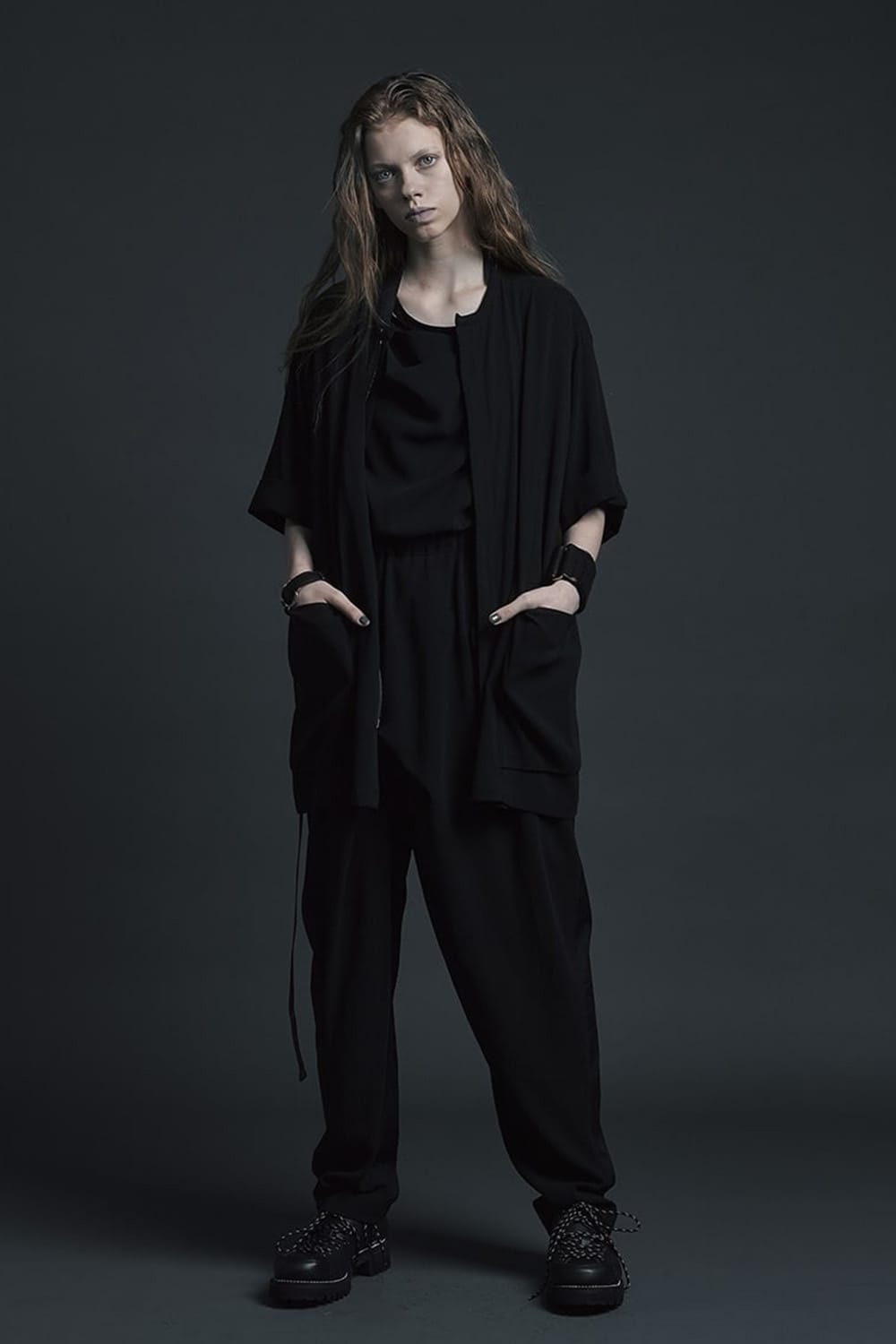 Hard twist Double weave Short sleeve shirt Black