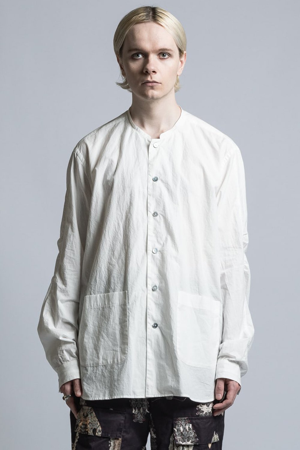 Typewriter Cloth Collarless Shirt