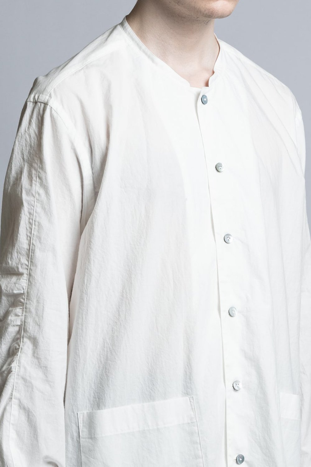 Typewriter Cloth Collarless Shirt