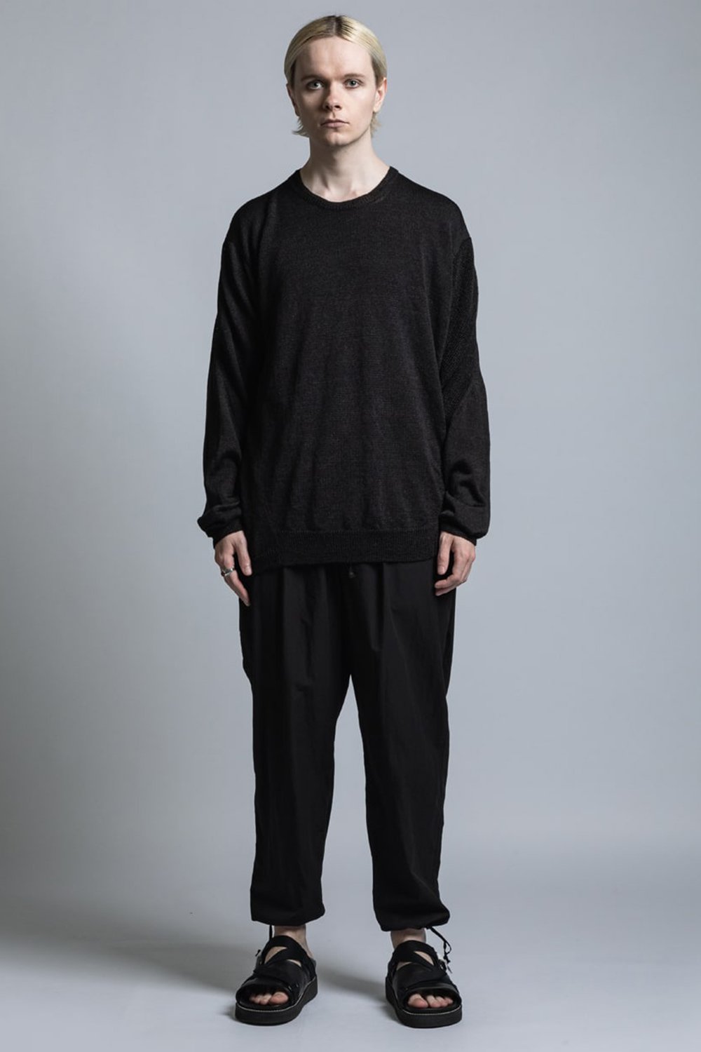 Nylon/Linen Middle Gauge Long Sleeve Pullover Knit