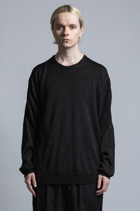 Nylon/Linen Middle Gauge Long Sleeve Pullover Knit