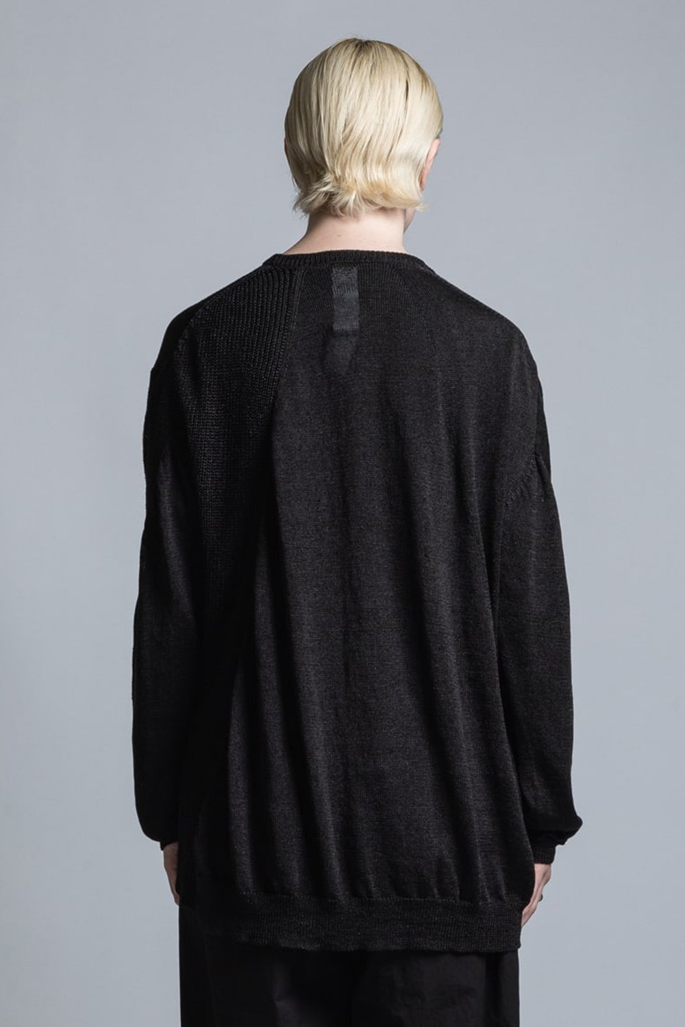 Nylon/Linen Middle Gauge Long Sleeve Pullover Knit