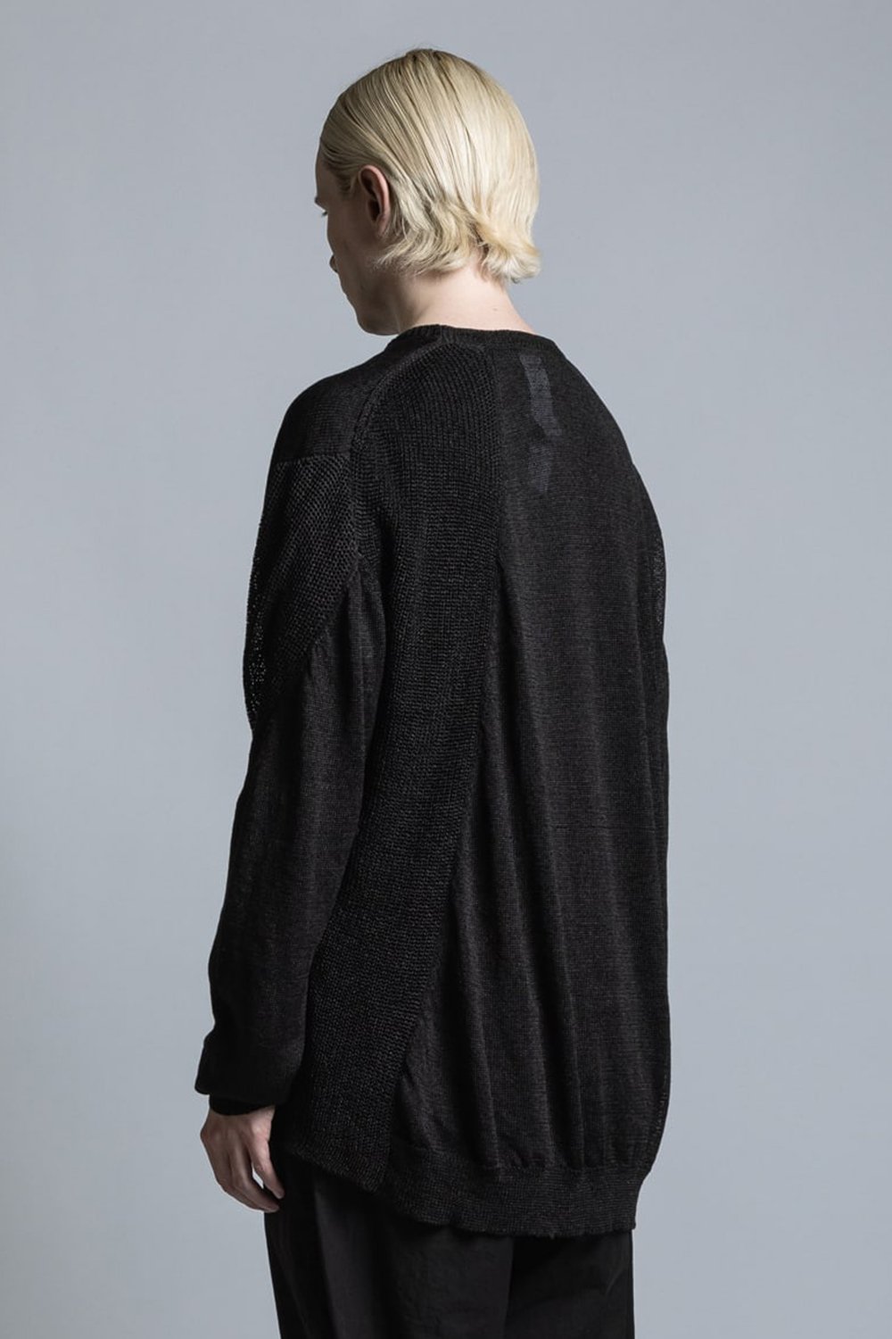 Nylon/Linen Middle Gauge Long Sleeve Pullover Knit