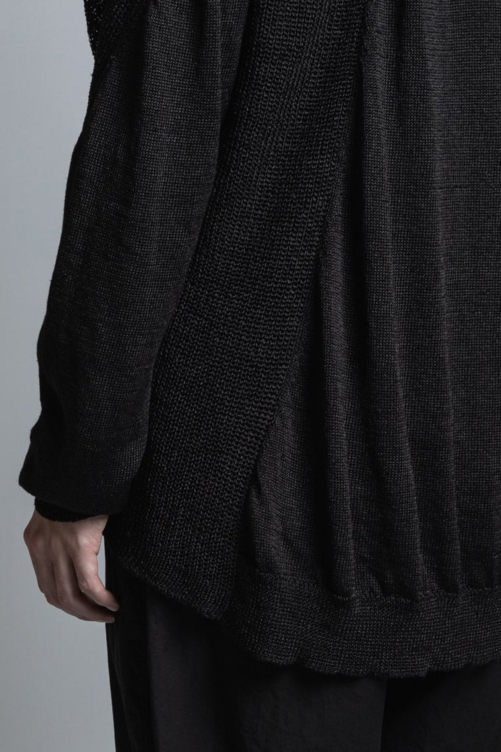 Nylon/Linen Middle Gauge Long Sleeve Pullover Knit