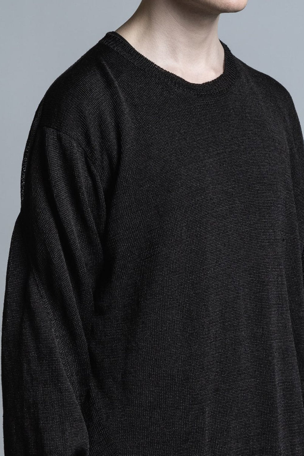 Nylon/Linen Middle Gauge Long Sleeve Pullover Knit