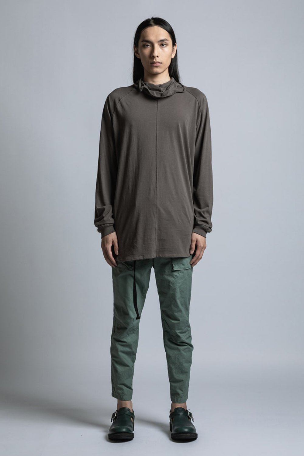 40/- Jersey Stitch Mask Long Sleeve T-Shirt Gray Khaki